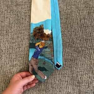 Vintage Argyle and Sutherland 100% silk neck tie golf themed golfer